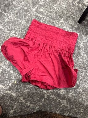 Free People High-Waist Hot Pink Smocked Waist Shorts